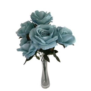 40cm - 9 Head Rose Bush Blue