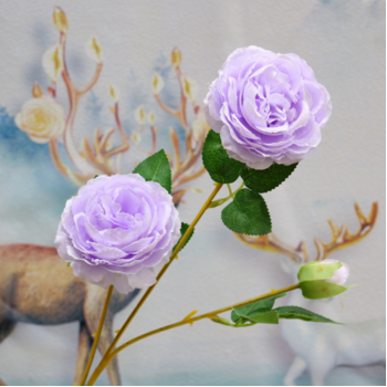 60cm- 3 Head Rose Flower Stem - Lavender