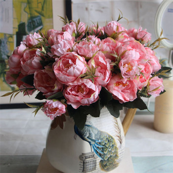 8 Head Small Pink Peony Filler Flower Bunch