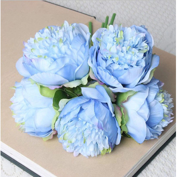 5 Head Peony Bouquet - Blue