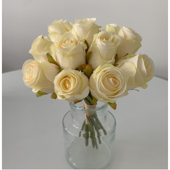 Cream - 12 Head Silk Rose Bouquet