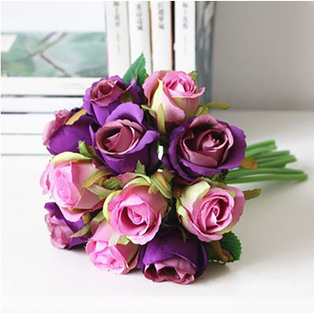 Purple Tones - 12 Head Silk Rose Bouquet 