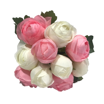 Closed Peony Bouquet Pink/White