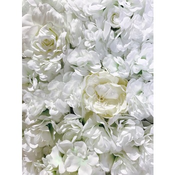  Rose & Hydrangea Flower Wall White/Ivory 40x60cm