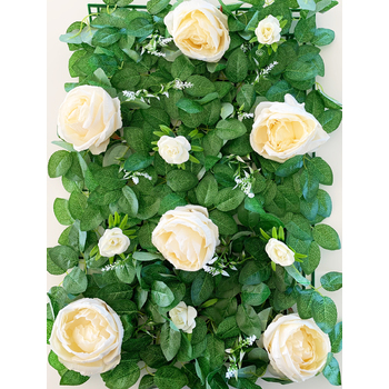 Cream Giant Rose Rose Flower & Philodendron Greenery Wall Panels