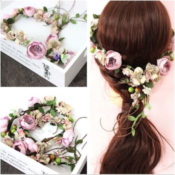 Flower Garland/Hair Wrap Dusty Pink/Mauves