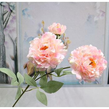 65cm Peony 3 Head Flower Stem - Pink