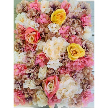 Rose & Hydrangea Flower Wall Mauve/Pink/Peach