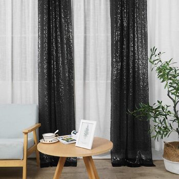 2pc Set Sequin Backdrop Curtains 60x245cm - Black