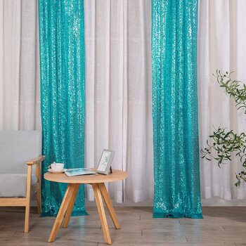2pc Set Sequin Backdrop Curtains 60x245cm - Blue