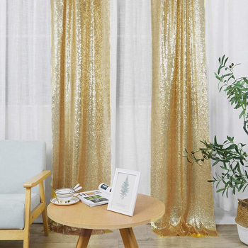 2pc Set Sequin Backdrop Curtains 60x245cm - Champagne Gold