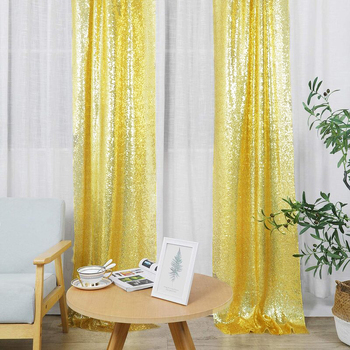 2pc Set Sequin Backdrop Curtains 60x245cm - Gold (Bright Gold)