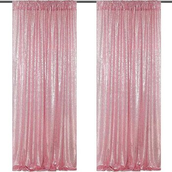2pc Set Sequin Backdrop Curtains 60x245cm - Pink
