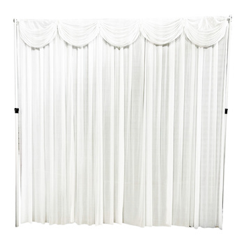 3m White Ice Silk Backdrop Curtain with Swags