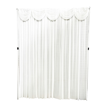 3mx4m High White Ice Silk Backdrop Curtain with Swags