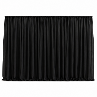 3m Black Polyester Wedding Backdrop Curtain with Sheer Voile Layer 