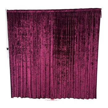 3x3m - Burgundy Crushed Velvet Wedding Backdrop Curtain 
