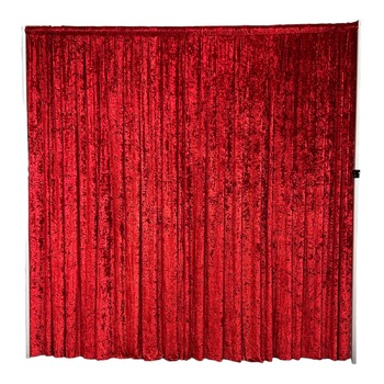 3x3m - Red Crushed Velvet Wedding Backdrop Curtain