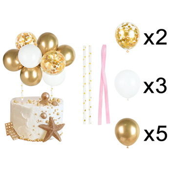 Balloon Cake Topper - White and Gold Themed