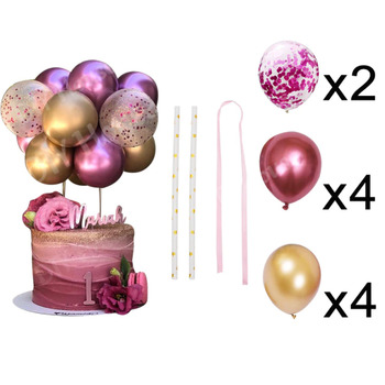 Balloon Cake Topper - Rose Gold/Fushia and Gold Themed