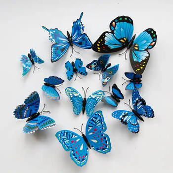 thumb_12pc - 3d Butterflies Blue - Wall Stickers/Decorations