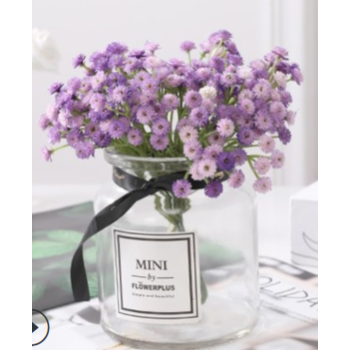 Light Purple/Lavender Mini Babies Breath Hand Tied Bunch,  Vase, buttonhole