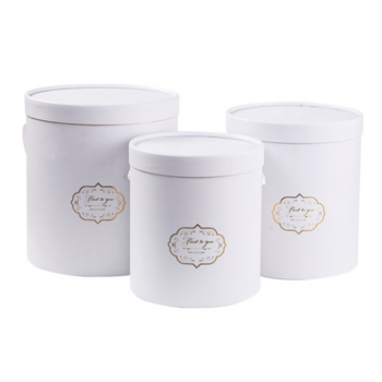 Set of 3 Cylinder Hat Gift Box Set - White