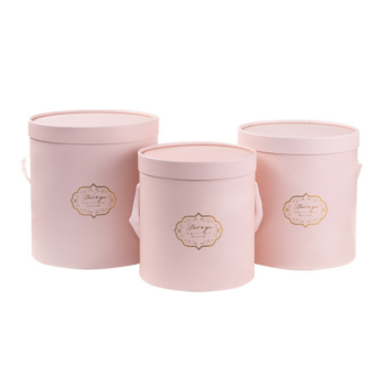 Set of 3 Cylinder Hat Gift Box Set - Pink