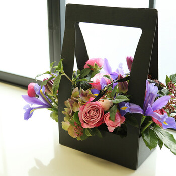 35cm Black Flower Bag/Posy Box - Open Sides
