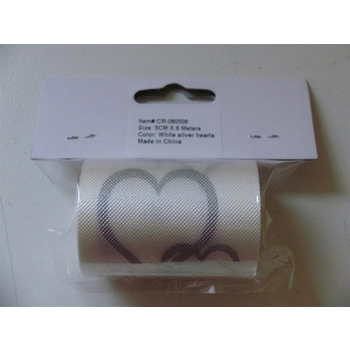 Car Ribbon - White with Silver Heart