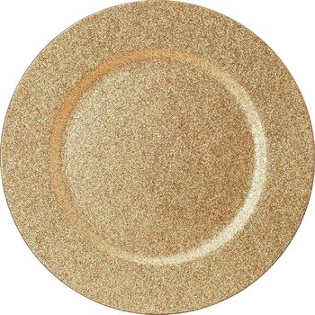 12pk - 33cm Gold Charger Plate - Glitter Finish