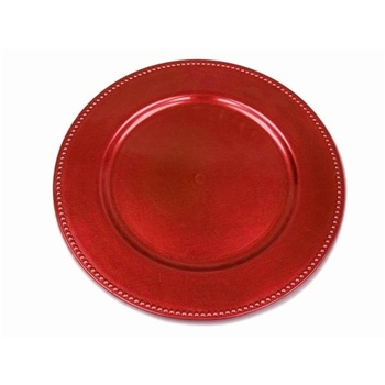 12pk - 33cm Red Charger Plate - Beaded