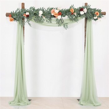 Chiffon Backdrop Curtain Kit W/ Flowers - Willow
