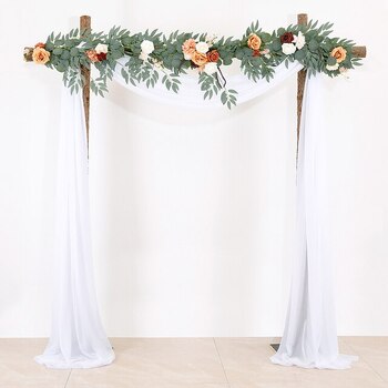 Chiffon Backdrop Curtain Kit W/ Flowers - White