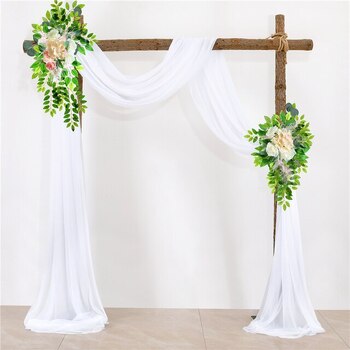 thumb_Chiffon Backdrop Curtain Kit W/ Flower Set - White