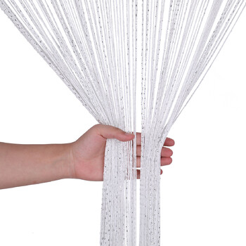 String Backdrop Cutain 2m - White with silver threads