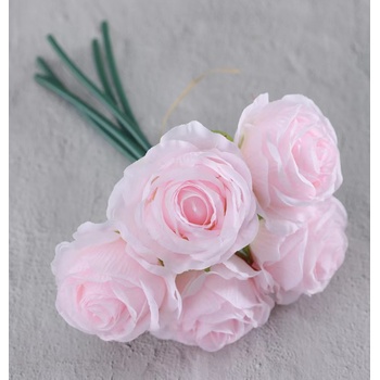 5 Head Small Silk Rose Bouquet - Pink - 
