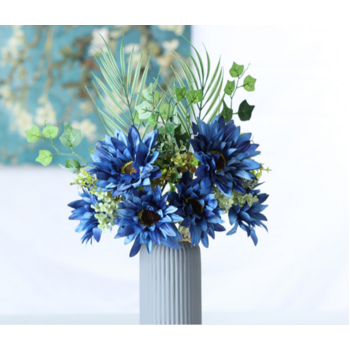 48cm Sunflower Bouquet/Vase Arrangment - Blue