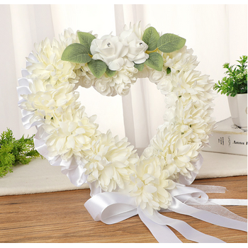 30cm Large Cream/White Rose Heart - Signing Set with Pen