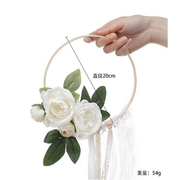 22cm Hoop - White Flowers with lace and ribbons - Flowergirl Posy