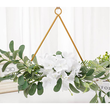 Native Eucalyptus and Rose Triangle Floral Hoop