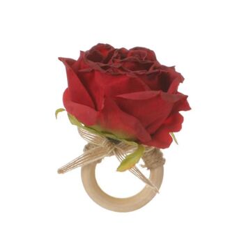 4pcs Stunning Large Rose Napkin Rings - Red