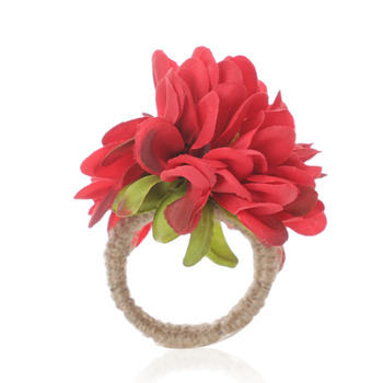 4pcs Dahlia Flower Napkin Rings - Red