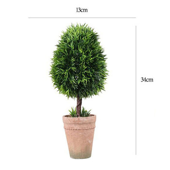 34cm High Potted Topiary Tree - Green