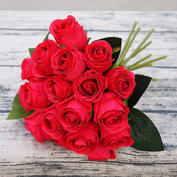 18 Head Silk Rose Bouquet - Red