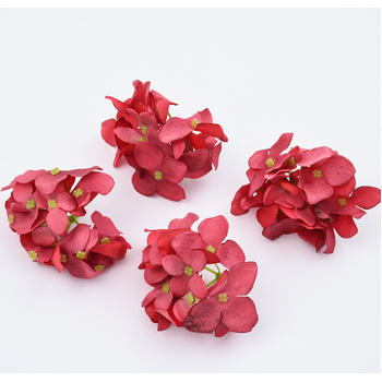 8cm Hydrangea Flower Bloom - Two-Toned Red