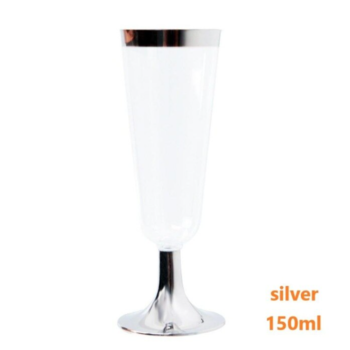 6pk x 150ml Silver Rimmed Champagne Flute Disposable Glass