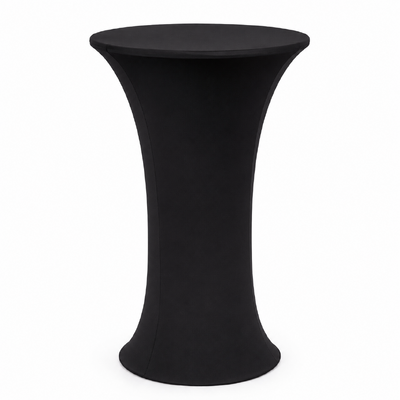 60cm Black Round Base Dry Bar Cover – Stretch Lycra Cocktail Table Cover