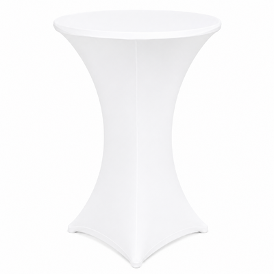 60cm White 4 Footed Dry Bar Cover – Stretch Lycra Cocktail Table Cover