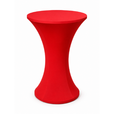 60cm Red Round Base Dry Bar Cover – Stretch Lycra Cocktail Table Cover